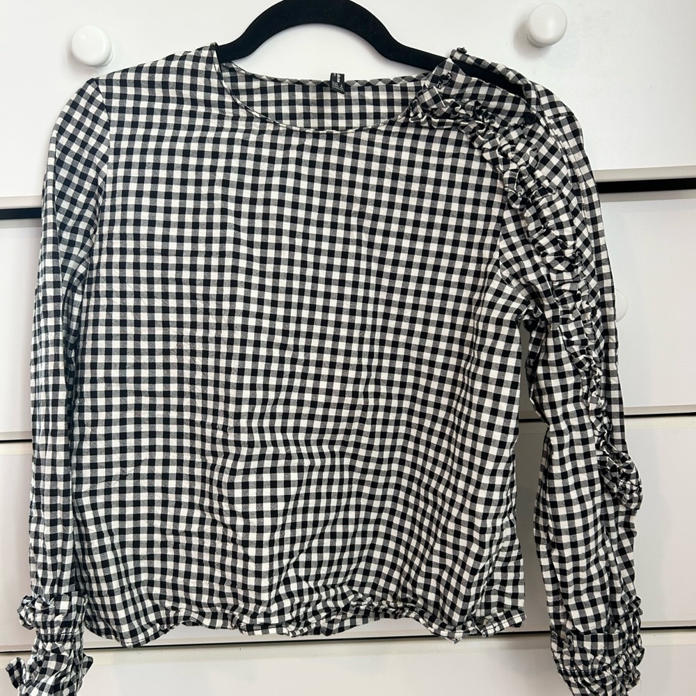 Zara Black and White Gingham Women's Top